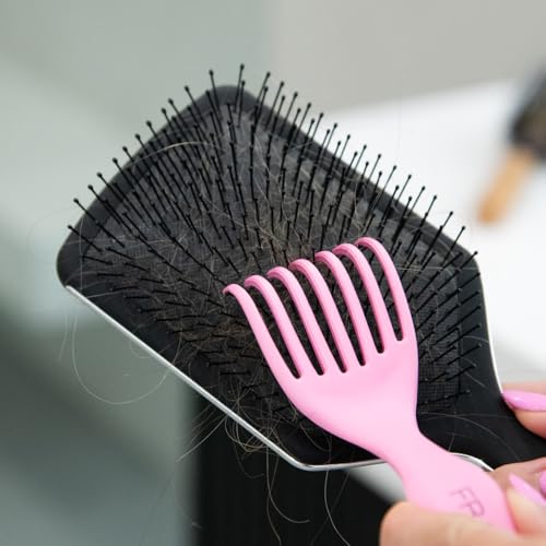 FRAMAR Premium Hair Brush Cleaner Tool ? Hairbrush Cleaner Tool, Brush Cleaner Tool for All Types, Comb Cleaner ? 2 in 1 Design Removes Hair & Build up Instantly ? Pink