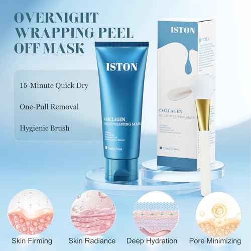 ISTON Collagen Night Wrapping Mask for Glass Skin - Elasticity& Hydration Boost,Reduces Dullness&Radiant Skin| Easy Peel-Off Collagen Face Mask Skin Care