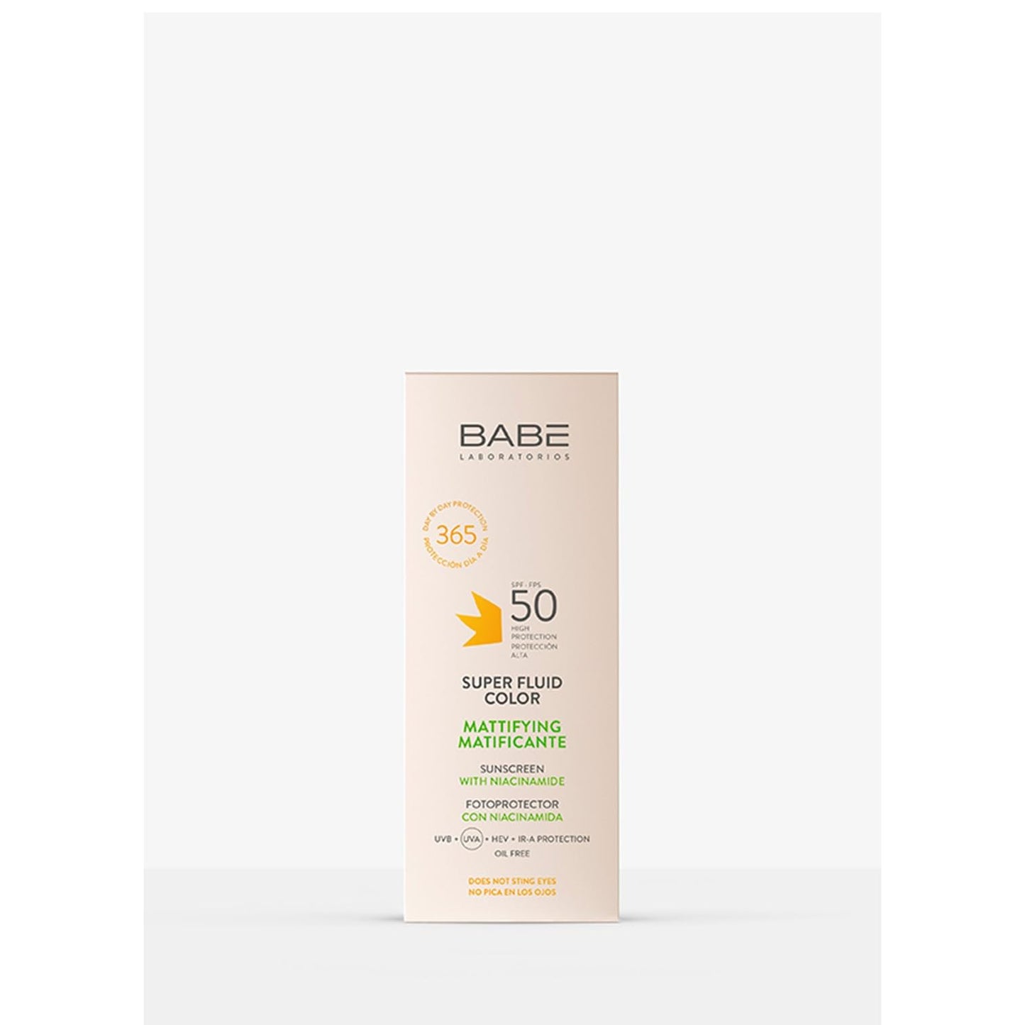 Babe Super Fluid Color Mattifying SPF 50 – Tinted Facial Sunscreen for Oily Skin – Oil-Free, Lightweight, Broad Spectrum UVA/UVB Protection – With Niacinamide & Carnosine – 50ml