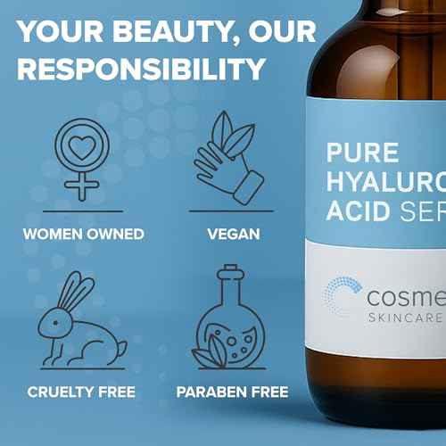 Hyaluronic Acid Serum for Skin 100% Pure-Anti-Aging Serum - Intense Hydration + Moisture, Non-greasy, Paraben-free Hyaluronic Acid for Your Face 8 oz
