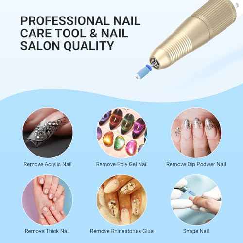 MelodySusie Safety Nail Drill Bits, 3/32'' Smooth Round Top Large Barrel Carbide Bits, Suitable for Manicure Pedicure Cuticle Gel Polishing, Beginners Bits, Light Blue, Series Bit-S, M