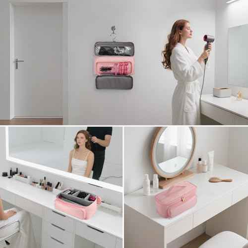 CHICECO Hair Tool Travel Bag for Shark FlexStyle Airwrap Hair Dryer and Styling Accessories Tools Storage Bag, Waterproof Travel Carrying Case Hair Tool Organizer, Gift for Women (Pink)