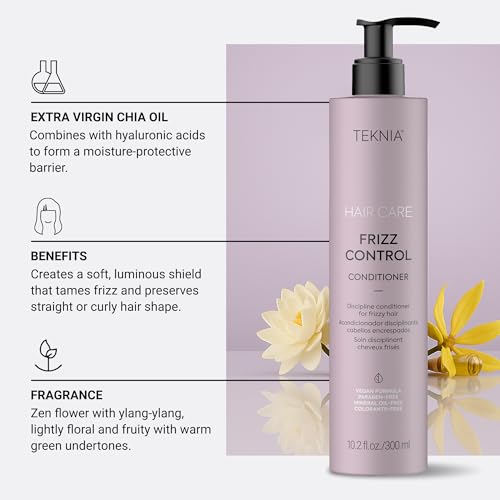 LAKM? Teknia Frizz Control Leave In Conditioner, Anti Frizz Conditioner for Frizzy or Curly Hair, 10.2 Fl Oz
