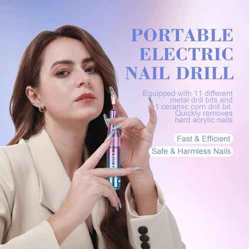 SAVILAND Electric Nail Drill: 40000RPM Nail Drill Professional with 56 Sanding Bands 12 Bits Sets, Rechargeable Nail File Ultra Power Machine for Acrylic Nails Gel Polishing Removing, Salon Home