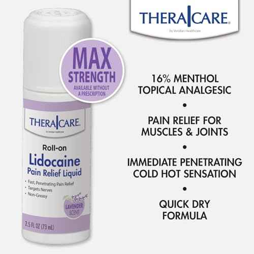 TheraCare 4% Lidocaine Roll-On | Soothing Lavender Scent | OTC Strength | Pain Relief Liquid | 2.5 oz. 73 mL | Topical Anesthetic