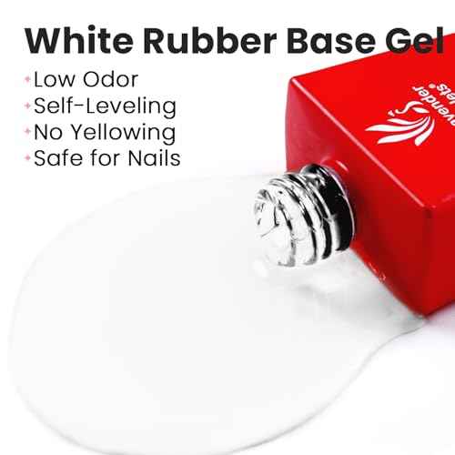 Lavender Violets Milky White Builder Base Coat and Top Coat Set, 15ml Base Gel Glossy No Wipe Top Gel Shiny Effect Building Extension Enhance Harden for Weak Thin Nails A102A112