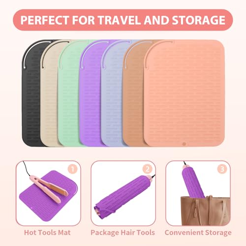 Large Silicone Heat Resistant Mat, Portable Travel Hot Hair Tools Holder Pad for Curling Iron, Flat Iron, Hair Straightener and Other Styling Tools(12.0" x 9.0")