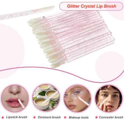 200PCS Disposable Eyelash Extension Kit for Professionals ? Lash Spoolie Brushes, Micro Swabs, Mascara Wands, Lip Brushes for Eyelash Extensions, Tattoo, Lipstick Application(Crystal Pink)