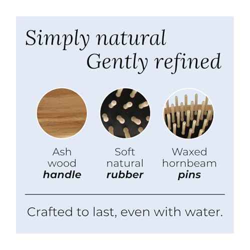 TEK ? Scalp Massage Brush with Strap in Ash Wood Handmade in Italy ? Stimulates Hair Growth, Ideal for Shampoo and Anti-Hair Loss Lotions ? 8.5 x 5 cm ? Vegan and Sustainable