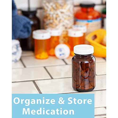 JUVITUS 2.5 oz Amber Glass Wide Mouth Packer Bottle with White Lid (24 Pack)