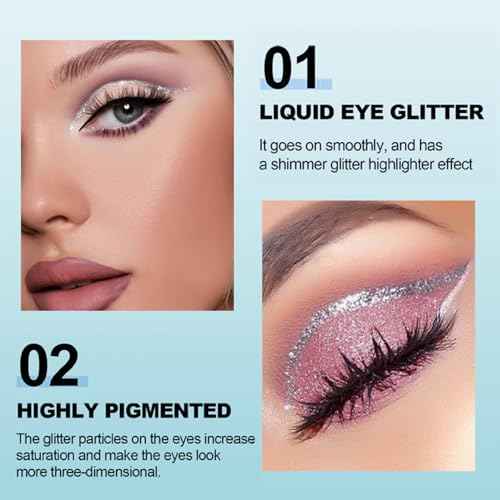 Dual-ended liquid eyeliner, ultra-fine tip shimmering eyeshadow eyeliner, high-pigment fluorescent pen - create the perfect eye makeup, waterproof and quick-drying. (01#DREAM SHINING)