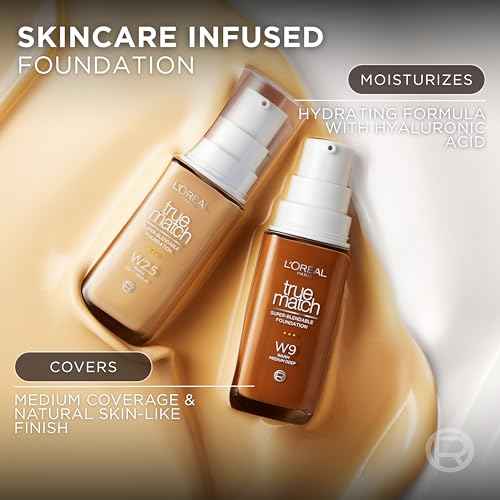 L'Oreal Paris True Match Super-Blendable Foundation, Medium Coverage Liquid Foundation Makeup, C8, Medium Deep, 1 Fl Oz