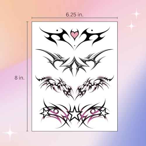 Tramp Stamp Temporary Tattoos | Y2K Edgy Cybersigilism | Realistic Waterproof Fake Tats | Festival, Bachelorette, Halloween, Birthday Favors, Accessories