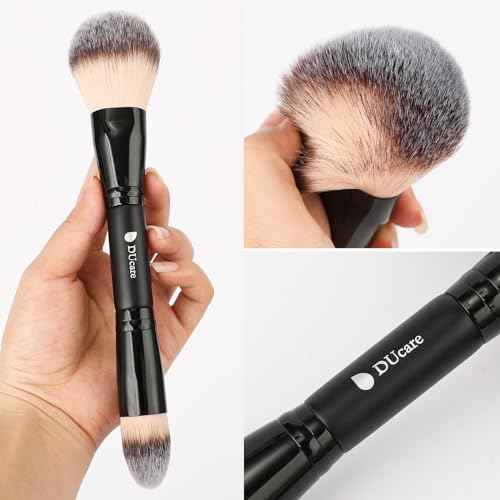 DUcare Powder Brush Foundation Brushes Double Ended Blush Setting Brush for Rounded Taperd Liquid, Cream, Powder,Blending, Buffing
