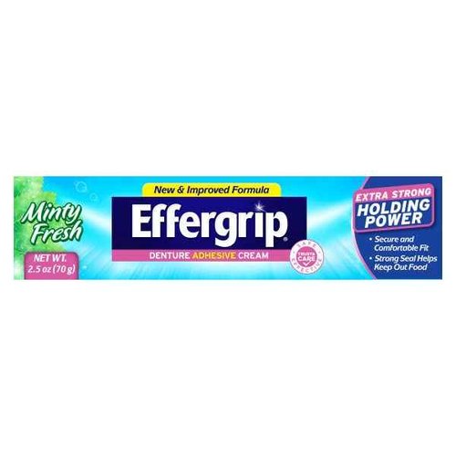 Effergrip Denture Adhesive Cream, Extra Strong Holding Power, 2.5 oz. (Pack of 6)