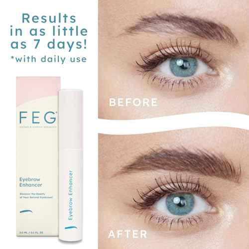 FEG Eyebrow Enhancer Growth Serum for Thicker Brows | Natural Brow Enhancing Serum for Growing and Thickening Eyebrows | Stimulates Natural Growth | 3-Pack of 3ml Tubes