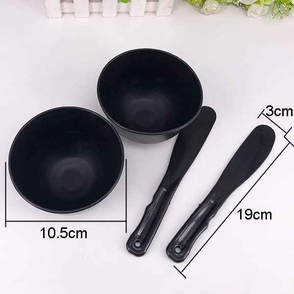 lasenersm 2 Pieces Rubber Facial Mask Mixing Bowl With Plastic Spatula Facemask Bowl Mud Mask Mixing Bowl DIY Skin Care Mixing Tool Kit for Lady Women Home Beauty Salon Use, Black