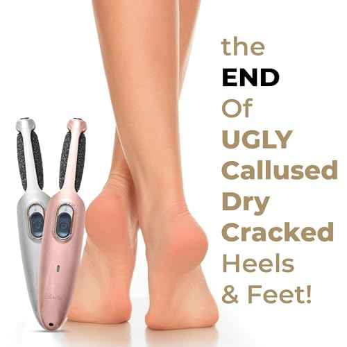 Powerful Electric Foot Callus Remover for Men - Rechargeable Pedicure Foot Grinder Files Away Dead, Hard Skin and Calluses on Heels for Smooth Soft Feet (Silver Grey)