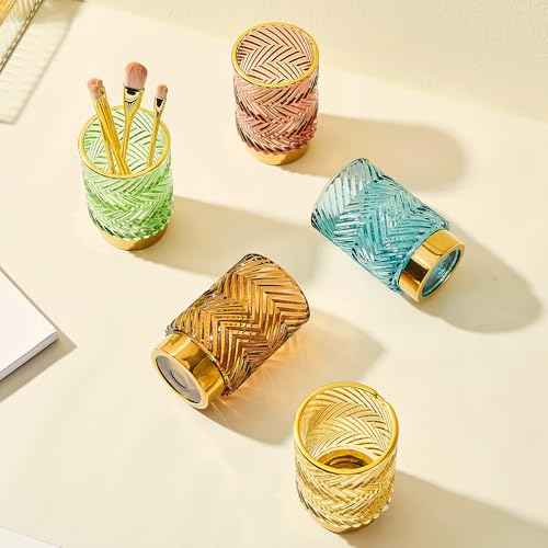 Makeup Brush Holder Organizer,Toothbrush Holders,Desk Pen Pencil Holder,Multifunctional Vintage Glass Brush Cup£¨A40-4-US£©