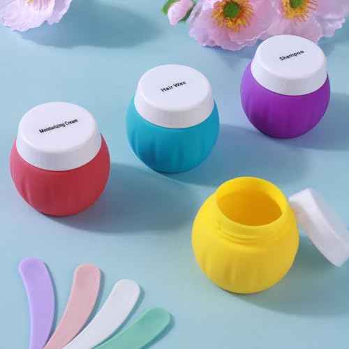 Travel Containers for Toiletries, GLAMFIELDS TSA Approved 1.7oz 50ml Travel Size Silicone Cream Jars BPA Free, Leak-proof Travel Essentials with Lid for Cosmetic Face Hand Body Cream Purple (4 Pack)