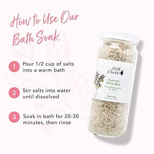 100% PURE Seaweed Detox Bath Soak, Bath Salts for Relaxation, Made with Eucalyptus Essential Oil, Spa Kit for Home, Bath Soak with Essential Oils - 15 Oz