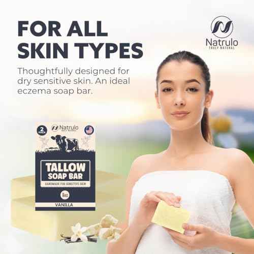 Beef Tallow Soap Bar ? All Natural Grass Fed Tallow Soap Vanilla ? Moisturizing Face & Body Wash Great for Eczema, Dry, Itchy, Sensitive Skin ? Handcrafted Bath Soap for Adults, Kids, Made in USA