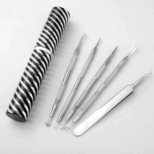 Pimple Popper Tool Kit Blackhead Remover Comedone Extractor Kit with Metal Case for Facial and Nose Quick and Easy Removal of Pimples, Blackheads, Zit - Acne Tools