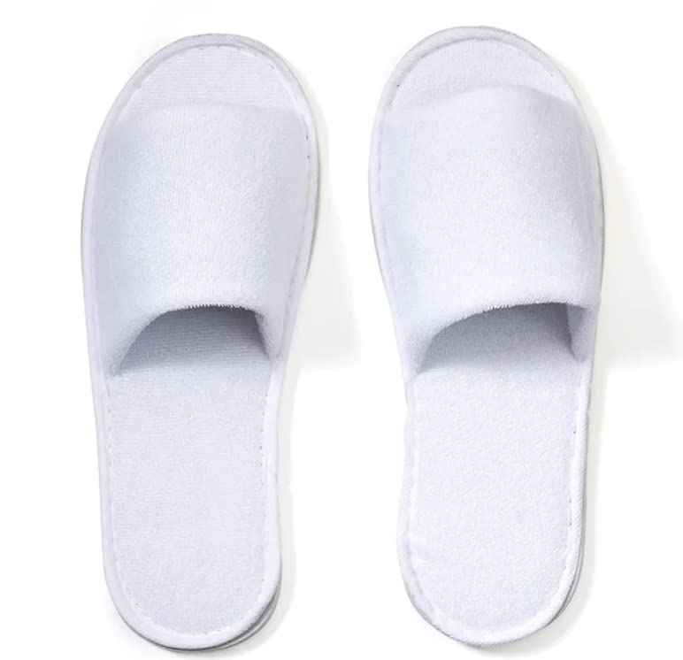 World Amenities | 10 Pairs | Premium Spa Slippers Bulk Unisex | Open Toe, Individually Wrapped | Hotel Slippers Travel Amenities Ultra Soft, Disposable Guest Slippers - White