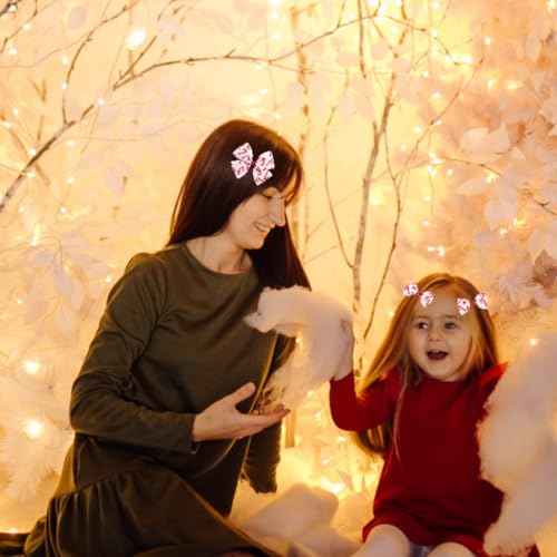 Christmas Candy Cane Print Ribbon Hair Bow Clips Barrettes Alligator Hairpins for Girls, Teens, Toddlers, Kids, Women Candy Cane Decorations Accessories Xmas Holiday Gift (O)