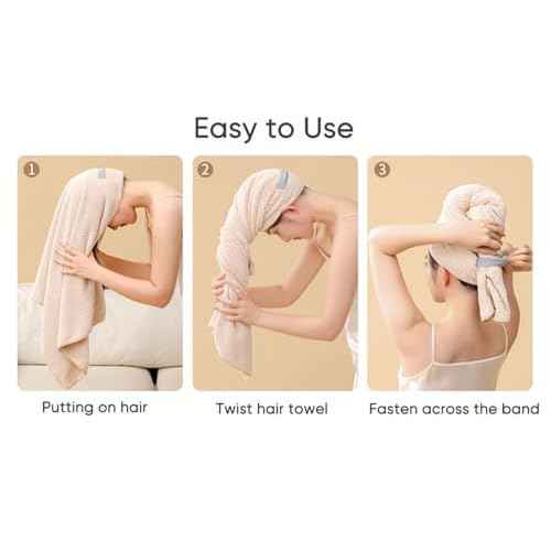 Microfiber Hair Towels, Waffle Hair Towel Set, Super Soft Highly Absorbent, Sturdy Quick Drying Turbans for Long, Thick, Curly Hair (5 Pack, 40" x 20")