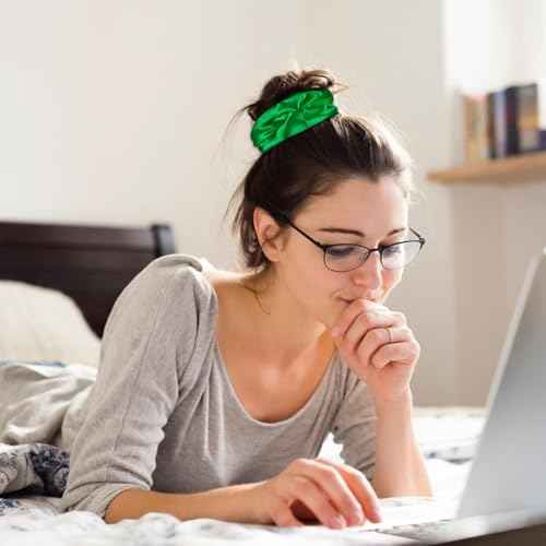 16 Pcs Satin Green Scrunchies Bridesmaid Proposal Gifts Hair Ties Scrunchies for Women Girls Bachelorette Party Favors (green)