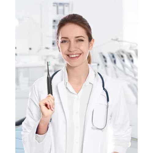 Rtauys S5 Sweeping Electric Toothbrush - Rechargeable Electric Toothbrushes with 8 Heads, Power Electric Toothbrush with Holder, 2.5 Hours Charge for 45 Days Battery Life - Black