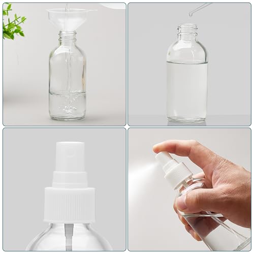 Clear Glass Spray Bottles 4 oz, Small Empty Spray Bottles for Essential Oils, Fine Mist for Face, Hair, Plants, Travel, Perfumes, Cleaning Solutions - 4 Pack