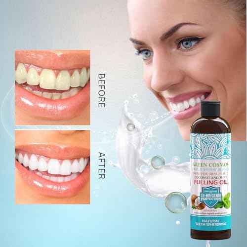 Coconut Mint Pulling Oil Mouthwash, 237ml Natural Teeth Whitening, Ayurvedic Daily Swish for Oral Health Alcohol & Fluoride Free, Healthy Gums, Fresh Breath, Solution for Bad Breath (One Pack)