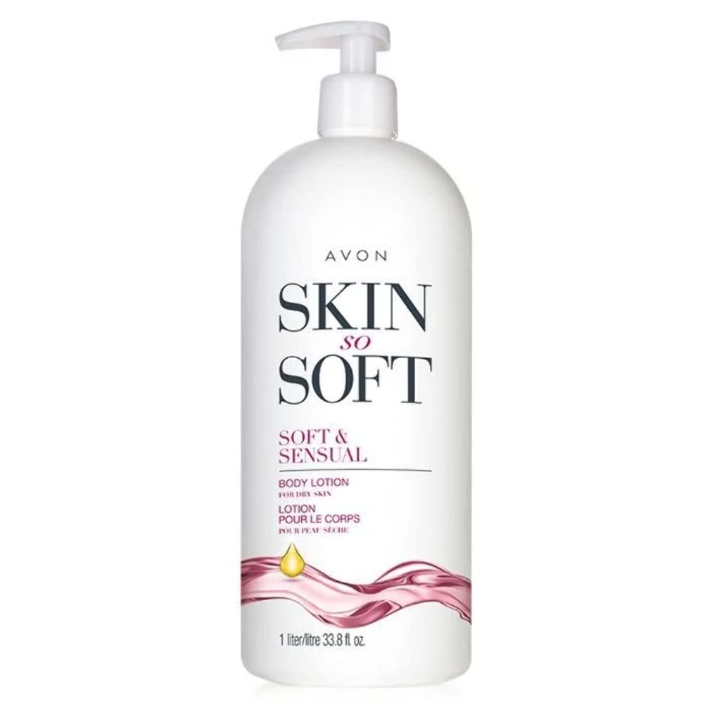 Skin So Soft Soft & Sensual Body Lotion by Avon, Bonus Size 33.8 fl oz with Pump, Ultra Moisturizing with Argan Oil, 24-Hour Hydration, Spicy Floral Scent, Dermatologist Tested