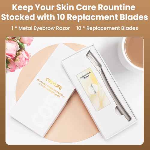 Eyebrow Razor Dermaplaning Tool with 10 Blade Refills Exfoliating Face Razors for Women Facial Razor for Peach Fuzz and Eyebrow Hair Removal