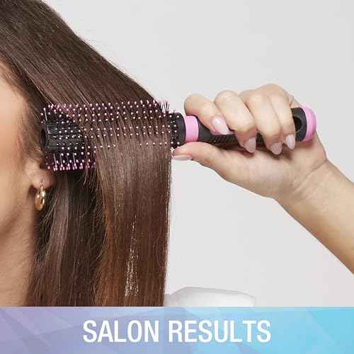 Conair Salon Results Round Hairbrush - Hair brush for blow out - blowdryer brush - features nylon bristles - Adds body and fullness - suitable on all lengths - Pink/Black
