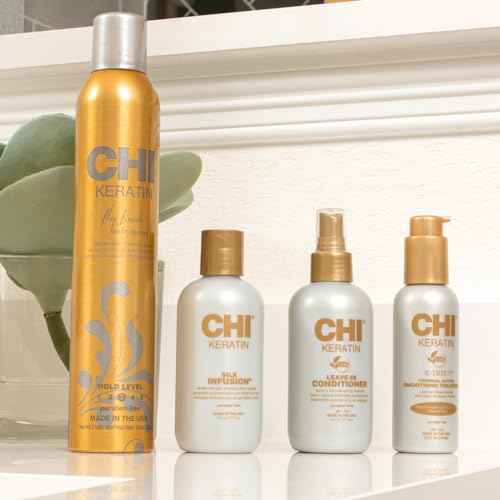 CHI Keratin Flex Finish Hair Spray, Lightweight Spray For Long-Lasting, Smooth Styling, Eliminates Frizz & Flyaways & Seals Out Humidity, 10 Oz (Pack of 2)
