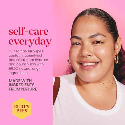 Burt¡¯s Bees Micellar Rose Water Facial Towelettes, 100% Plant Based Cloth; 99% Natural Origin; Remove Makeup, Cleanse, Hydrate; No Greasy, Oily Residue; All Skin Types (Pack May Vary)