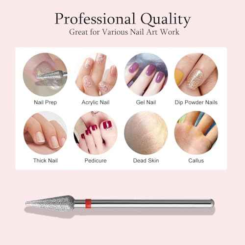 10pcs Diamond Cuticle Clean Nail Drill Bits Set,Professional Safety Rotary Carbide Under Nail Cleaner Russian Manicure Nail Bit for Cuticle Dead Skin,Nail Prepare Salon Tools(Fine-F)