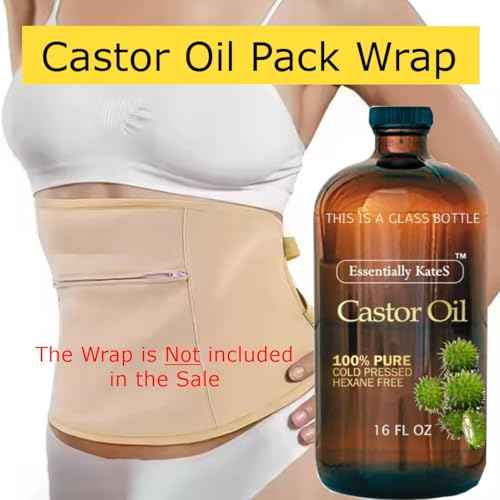 Essentially KateS Castor Oil 16 Fl Oz (Glass Bottle) - Original - A Huge Glass Bottle with a Pump - 100% Pure and Natural, Cold Pressed, and Hexane-Free - Hair and Body