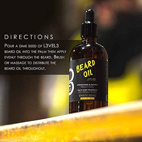 L3 Level 3 Beard Oil - Promotes Fast Beard Growth Soften and Restores Facial Hair - Level Three Scented Beard