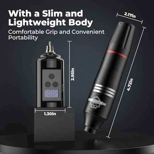 Wireless Tattoo Kit for Beginners - Tattoo Machine with 2pcs 1200 mAh Capacity Power Supply, Tattoo Pen Kit with 10Pcs Tattoo Cartridge Needles Transfer Papers and 3mm Tatoo Practice Skin