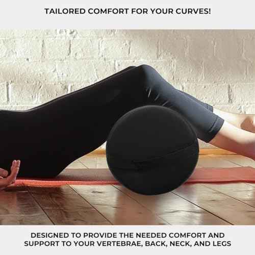 ForPro Professional Collection Jumbo Full Round Bolster Pillow, Black, Oil and Stain-Resistant, for Massage and Yoga, 9¡± R x 26¡± L