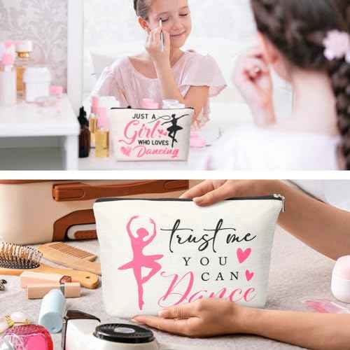 Silkfly 12 Pcs Christmas Dance Makeup Bag Ballet Cosmetic Bag Ballet Lover Gift Christmas Dance Party Favors Princess Party Favors Tutu Supplies Portable Toiletry Zipper Pouch for Women