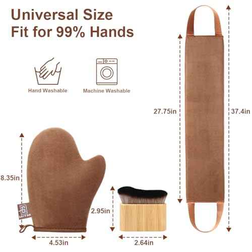 Self Tanning Mitt Self Tanner Mitt Applicator Kit 3 Pack Tanning Mitts Self Tanner Brush Back Tanning Applicator Tanning Glove for Self Tan Mitt Kabuki Body Brush Self Tanner Back Applicator