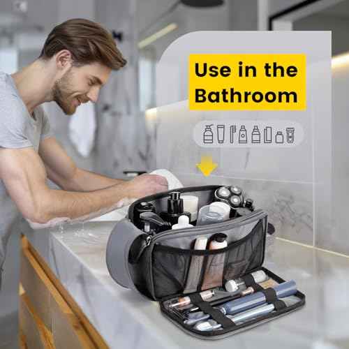 Vorspack Travel Toiletry Bag - Water Resistant Travel Bag for Toiletries, Cosmetics, Accessories, Gifts for Men - Grey