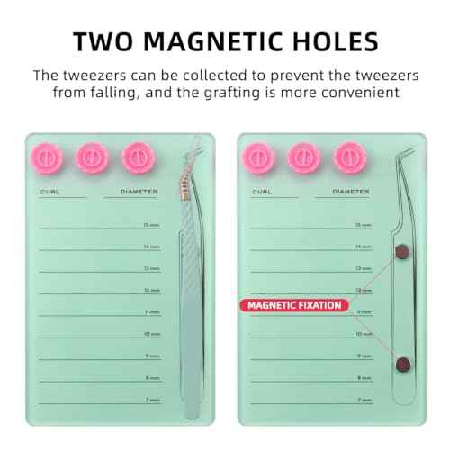 Acrylic Eyelash Extension Pallet Kits, Grafting False Eyelash Organizer Extension Pad Lash Tray,Magnetic Tweezer Holder - Durable Eyelash Extension Storage Organizer (Pink sets)