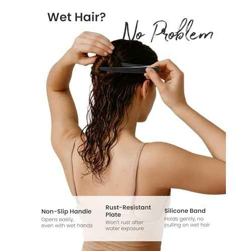 AIMIKE Extended Sectioning Hair Clips w/Built-in Silicone Band, 4.8" No-Crease Non-Slip Hair Styling Clips for Thick, Long Hair ? Blow Drying,Hair Rollers, Rust-Free ?6 Pack, Black Duckbill Clips