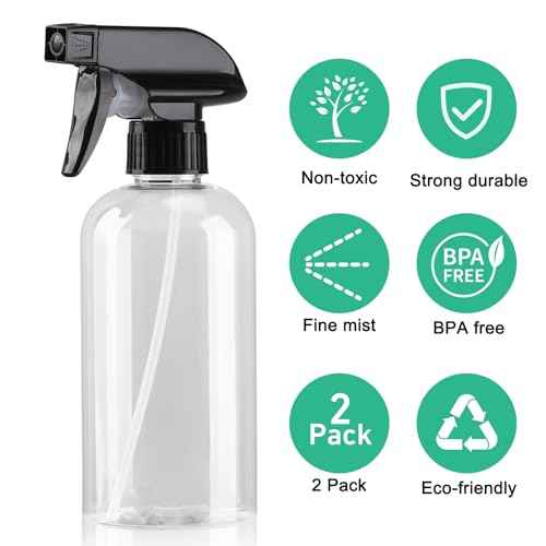 Spray Bottle for Plant - 12.85oz/380ml Fine Mister Plastic Empty Spray Bottles, Clear Water Spray Bottle for Plants, Hair, Cleaning - BPA Free - Leak Proof
